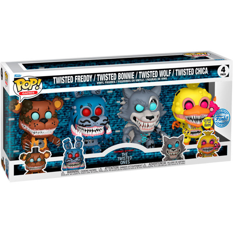 Funko Pop! Games Twisted Freddy, Twisted Bonnie, Twisted Wolf, Twisted Chica 4-Pack Five Nights At Freddy's The Twisted Ones Special Edition - Image 3