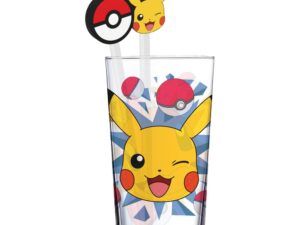 Pokémon! Glass Tumbler with Straws Pikachu 485ml