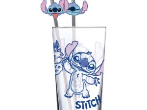 Disney! Lilo & Stitch Glass Tumbler with Straws Stitch 485ml